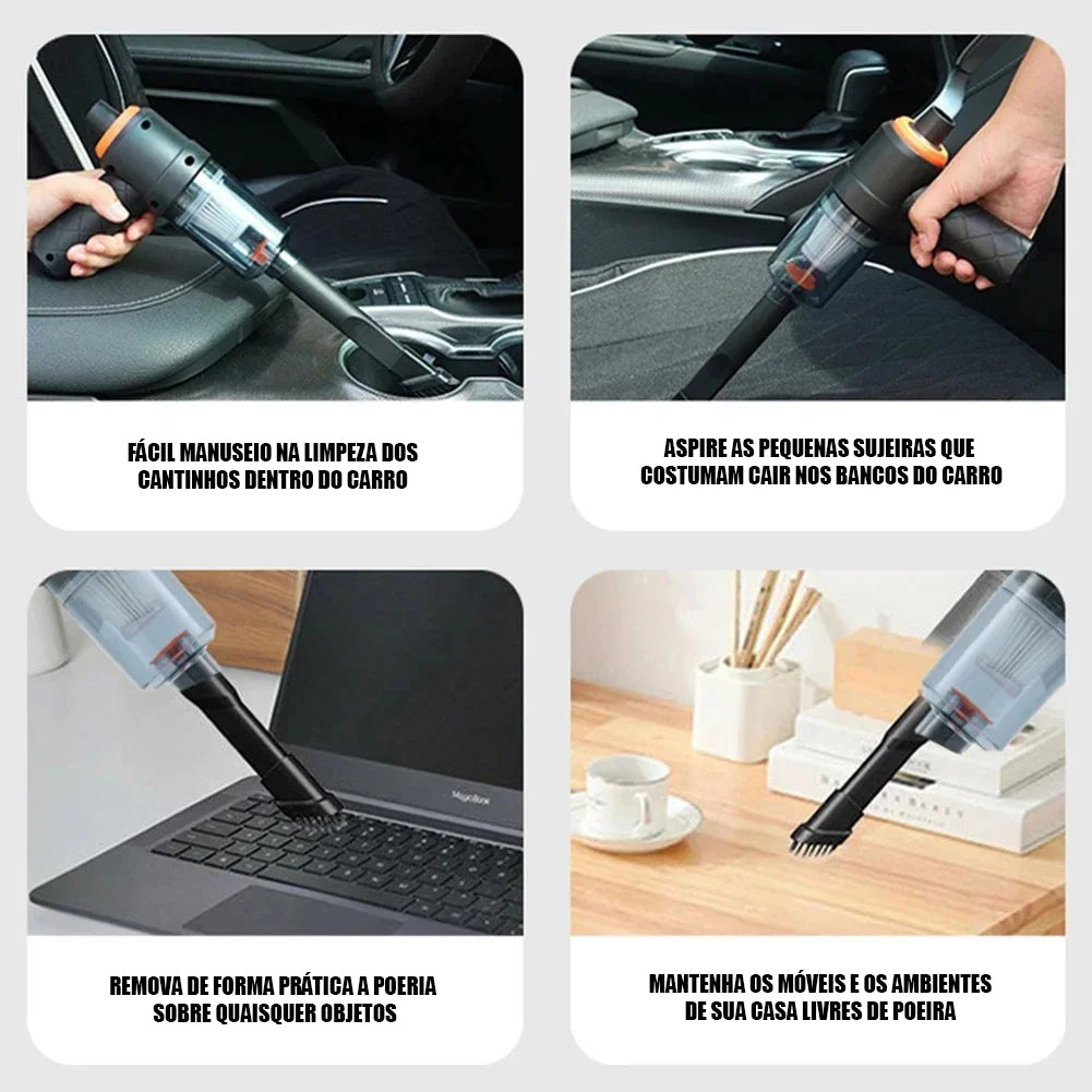 Aspirador Portátil Sem Fio - Super Prático para Carro e Casa